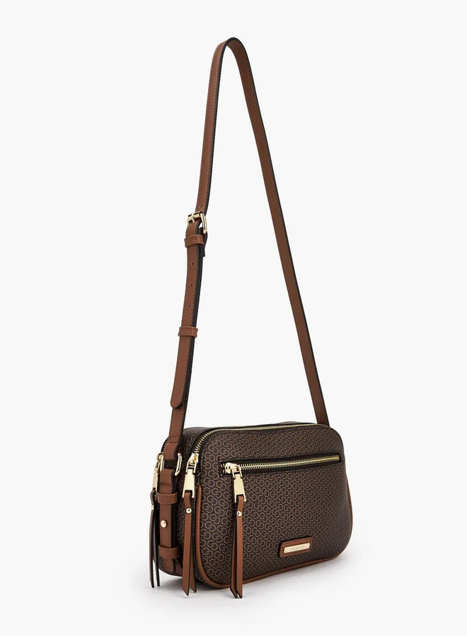 سيليست Monogram Print Crossbody Bag With Adjustable Strap